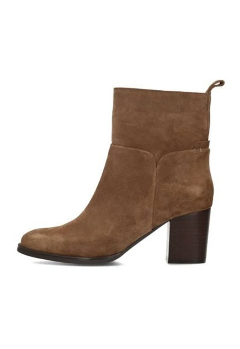 Botine din piele intoarsa Fleur, Maro