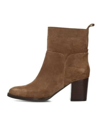 Botine din piele intoarsa Fleur, Maro