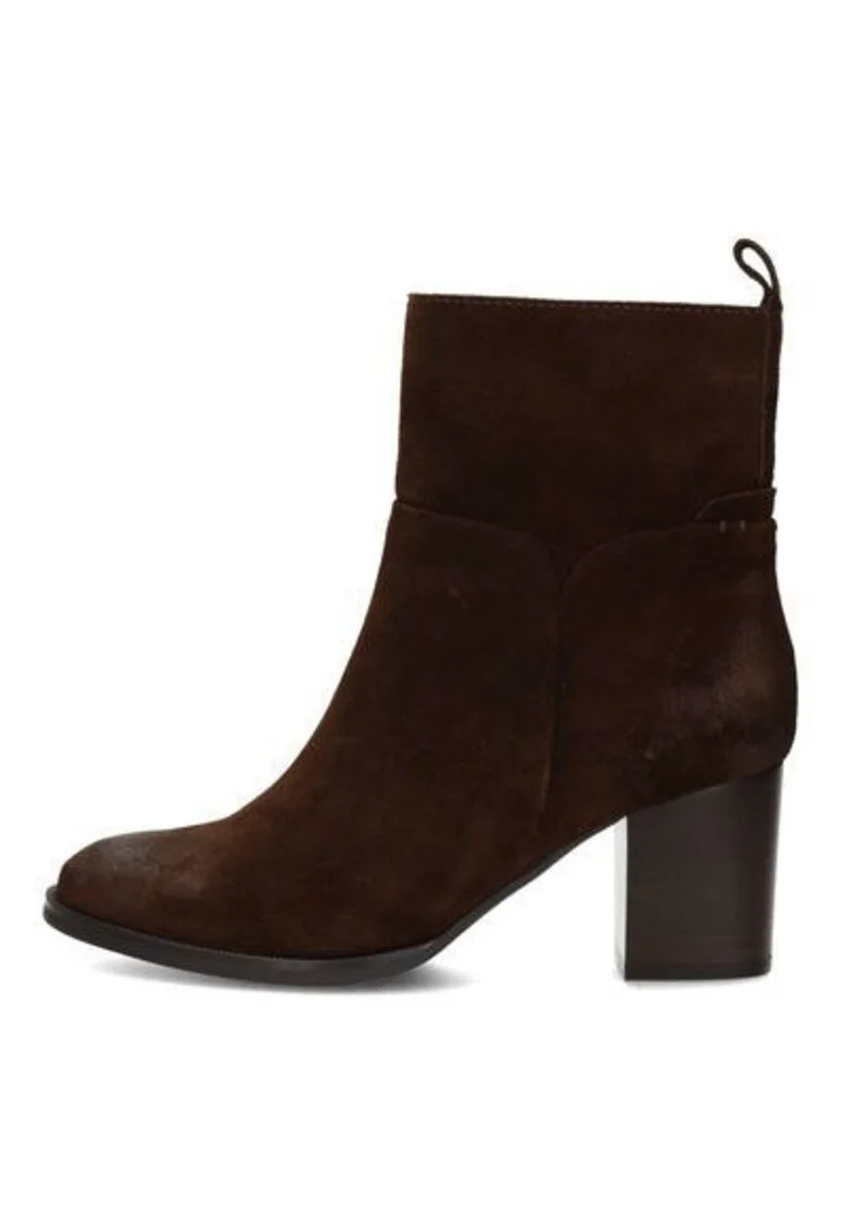 Botine din piele intoarsa Fleur, Maro inchis