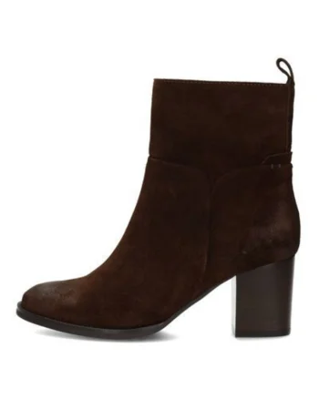 Botine din piele intoarsa Fleur, Maro inchis