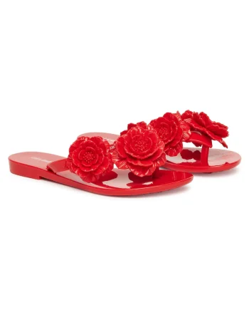 Slapi copii,  rosu, material Mel-Flex, design feminin