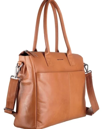 Geanta umar dama piele naturala 41 x 33 cm, Fiorentina,, Coniac