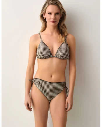 Costum de baie cu model in carouri, Negru stins/Alb optic