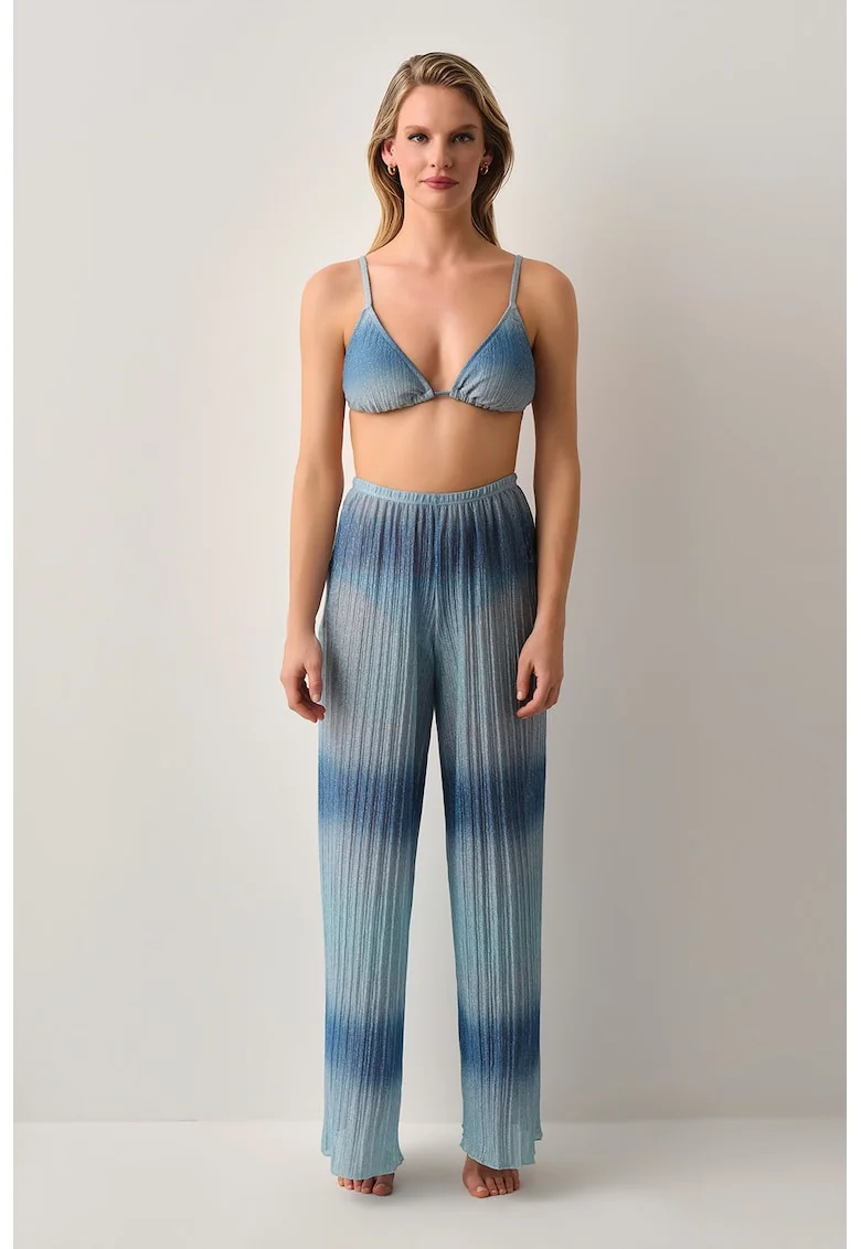 Pantaloni de plaja cu croiala ampla, Albastru pastel