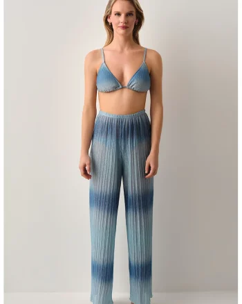 Pantaloni de plaja cu croiala ampla, Albastru pastel