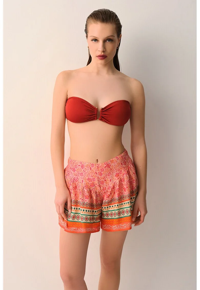 Pantaloni scurti cu design, Roz pastel/Portocaliu mandarina/Crem
