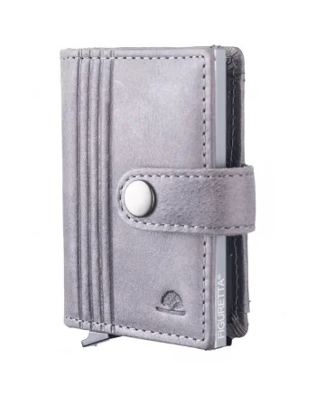 Portofel carduri unisex piele naturala 7.5 x 10 x 3.5 cm, COIN, Gri