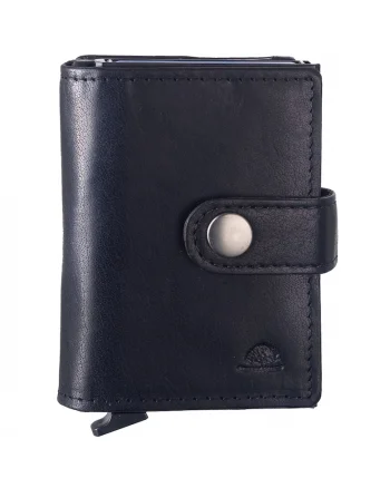 Portofel carduri unisex piele naturala 7.5 x 10 x 3 cm, Vintage,, Negru