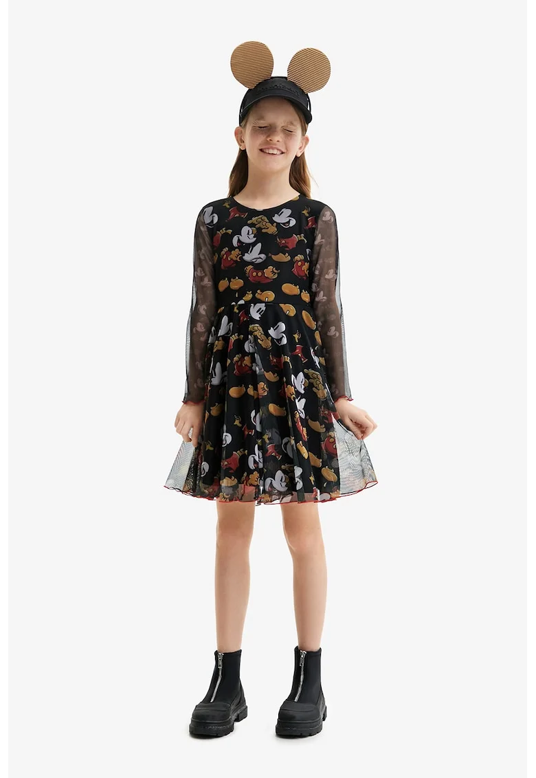 Rochie de plasa cu Mickey Mouse, Negru
