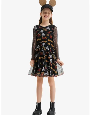 Rochie de plasa cu Mickey Mouse, Negru