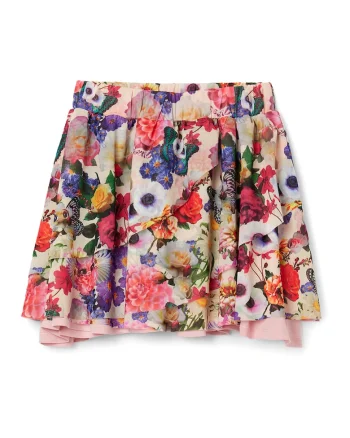 Fusta mini evazata cu model floral, Multicolor