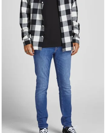 Blugi slim fit cu aspect decolorat, Albastru