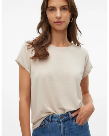Tricou cu decolteu la baza gatului, Maro camel