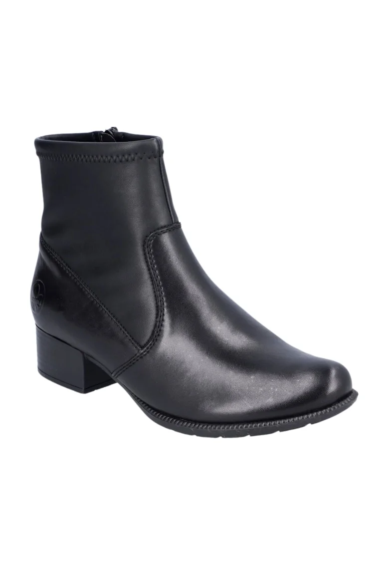 Botine casual dama,  ANTISTRESS, 78674-00 negru, piele naturala, cu toc, Negru