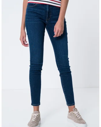 Blugi skinny cu talie inalta, Albastru inchis