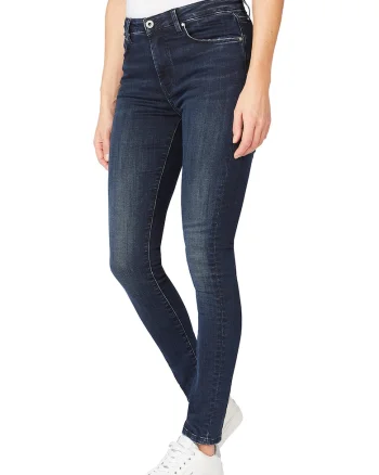 Blugi skinny cu talie inalta Regent, Alb murdar/Bleumarin