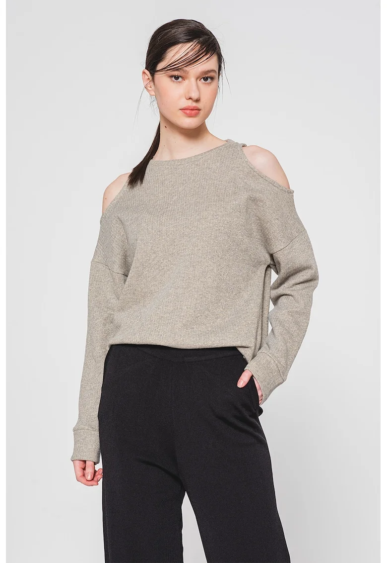 Bluza sport cu decupaje pe umar, Gri
