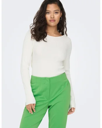 Bluza striata cu decupaj pe partea din spate, Alb