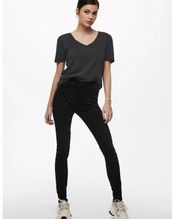 Tricou de bumbac cu decolteu in V Farock, Negru stins