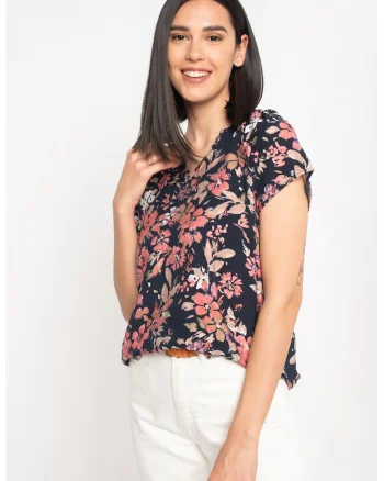 Bluza cu imprimeu floral Gigi, Kaki/Roz/Bleumarin
