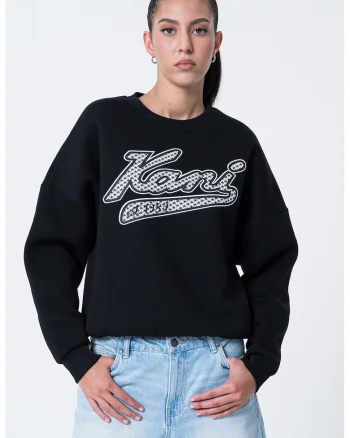 Bluza de trening cu logo, din amestec de bumbac, Negru