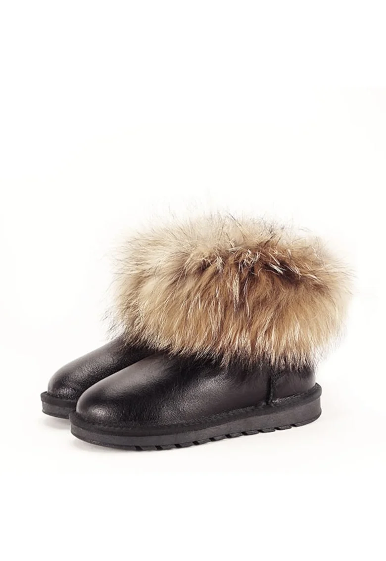 Ghete din piele naturala negre Gina 19 9167, Negru