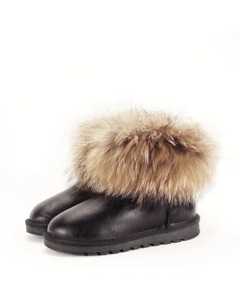 Ghete din piele naturala negre Gina 19 9167, Negru