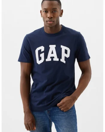 Tricou de bumbac cu imprimeu logo, Bleumarin