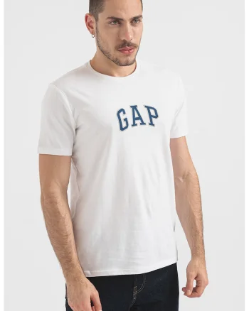 Tricou de bumbac cu logo, Alb