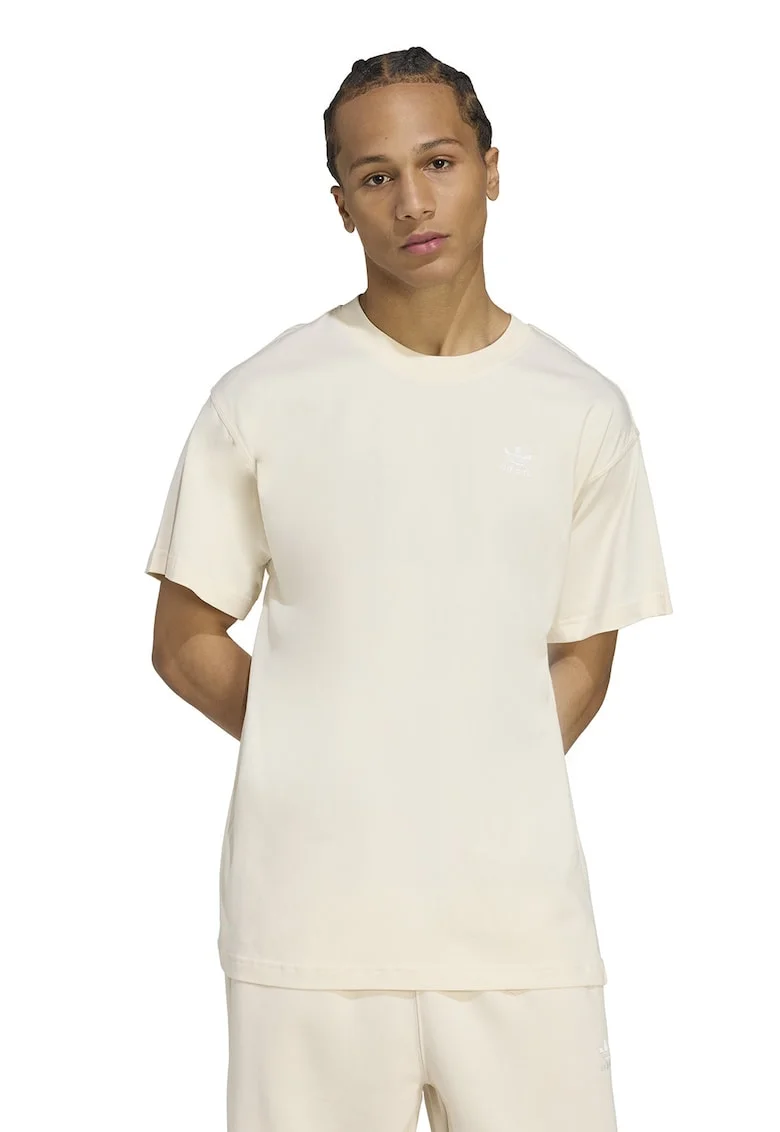 Tricou supradimensionat de bumbac cu logo Trefoil Essentials, Alb murdar