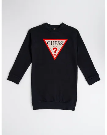 Rochie cu imprimeu logo si maneci lungi, Rosu/Alb/Negru