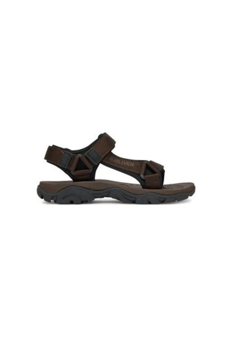 Sandale barbati S Oliver, 5-18200-42 032, Piele ecologica, Negru, Negru