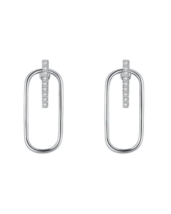 Cercei argint 925, JW1832, model geometric, placati cu rodiu