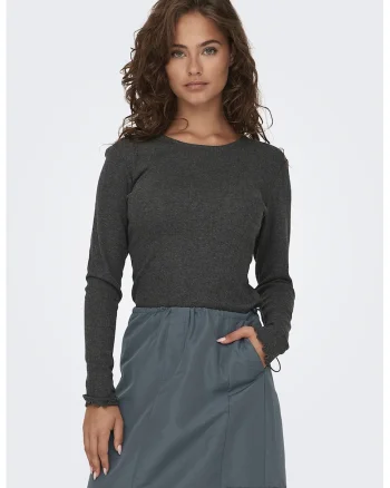 Bluza cu terminatii valurite Carlotta, Gri inchis
