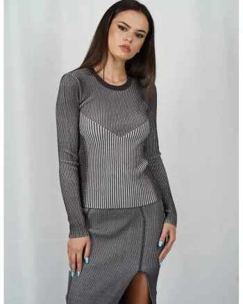 Pulover slim fit, cu mânecă lungă, Gri