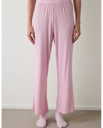 Pantaloni lejeri de pijama cu talie inalta, Roz