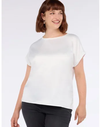 Tricou cu partea frontala din satin, Alb