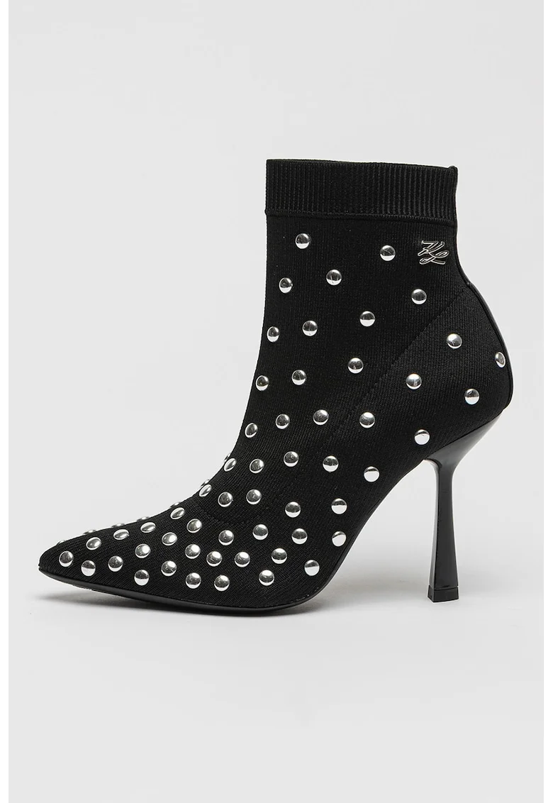 Botine cu toc si varf ascutit, Negru