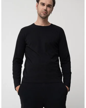 Bluza uni cu decolteu la baza gatului, Negru