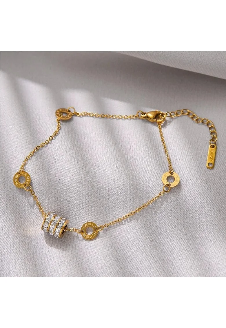 Bratara aurie, din otel inoxidabil, suflata cu aur 18k, Bentina C2