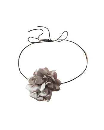 Colier choker, gri, cu floare, Bernadeth C15,