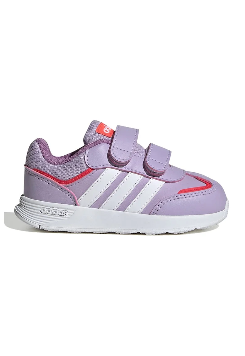 Pantofi sport de piele ecologica cu velcro Tensaur, Alb/Lila