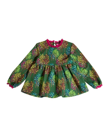 Bluza cu imprimeu si decolteu la baza gatului, Multicolor
