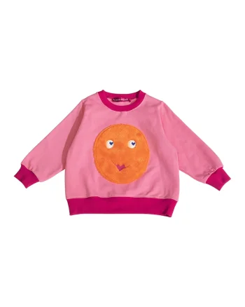 Bluza de trening cu decolteu la baza gatului si design grafic, Fucsia