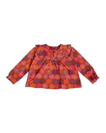 Bluza cu imprimeu si guler Peter Pan, Multicolor