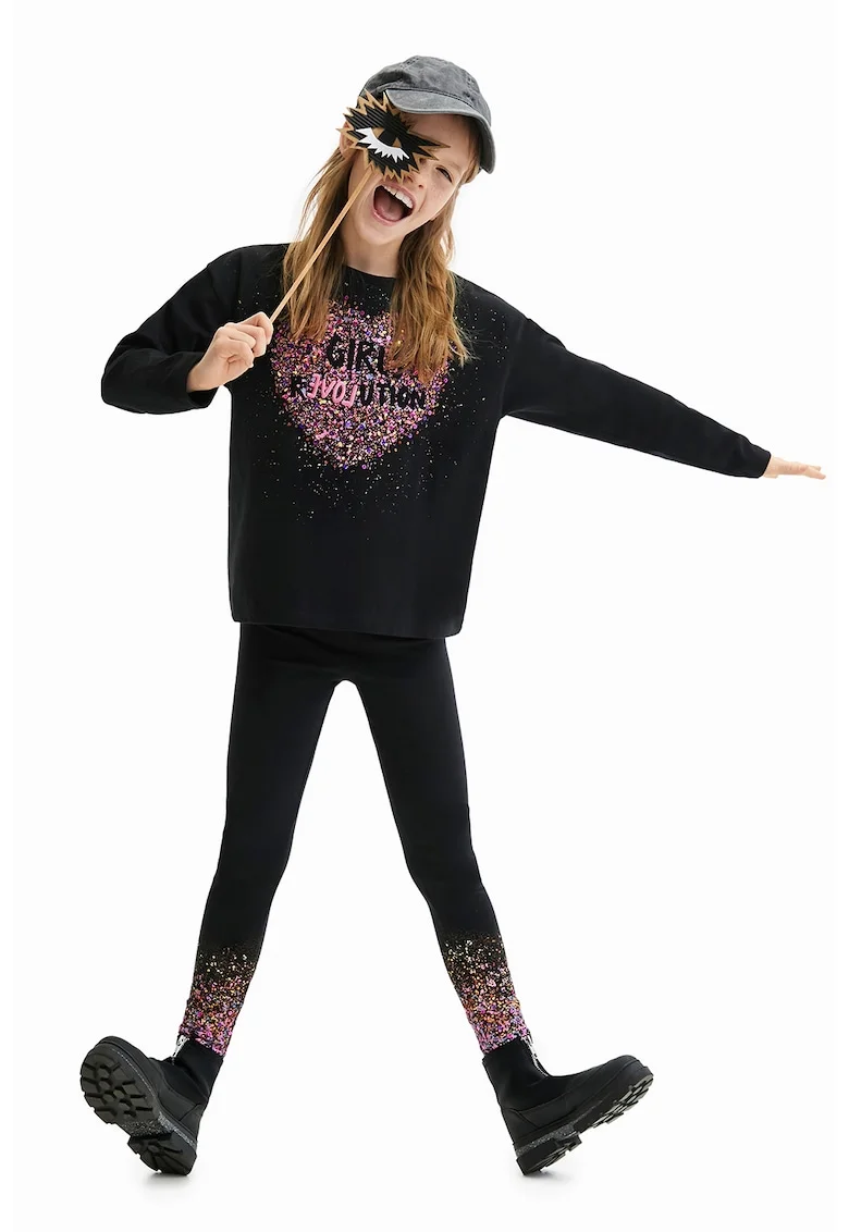 Bluza cu imprimeu grafic, Negru