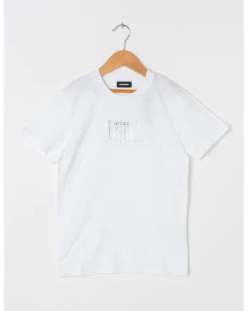 Tricou de bumbac cu decolteu la baza gatului, Alb optic