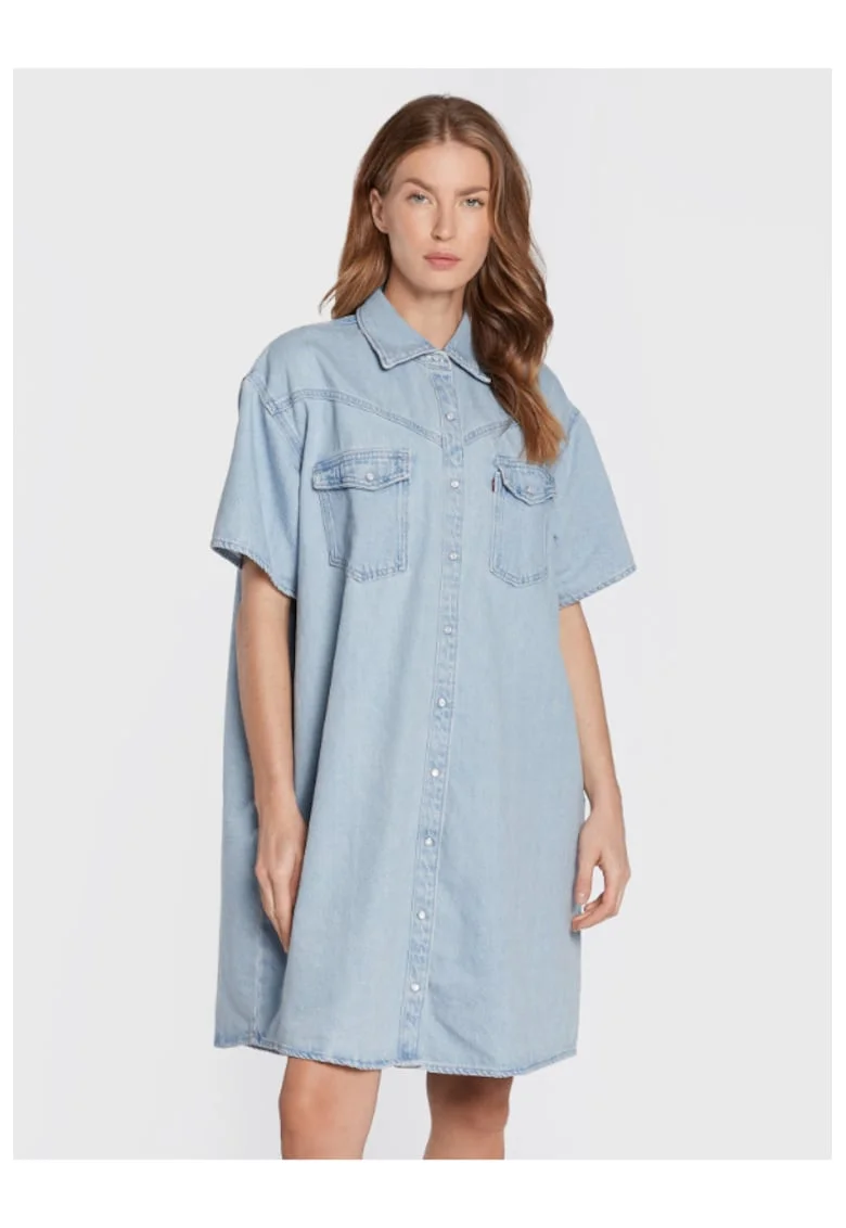 Rochie din denim dama,  301388395, Bumbac, Albastru