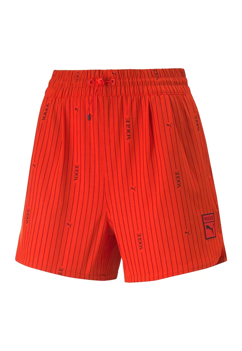 Pantaloni scurti impermeabili cu monograma Vogue, Negru/Rosu vermillion