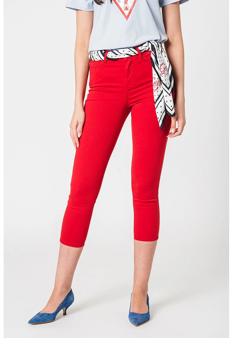 Blugi skinny capri, Rosu/Alb/Negru